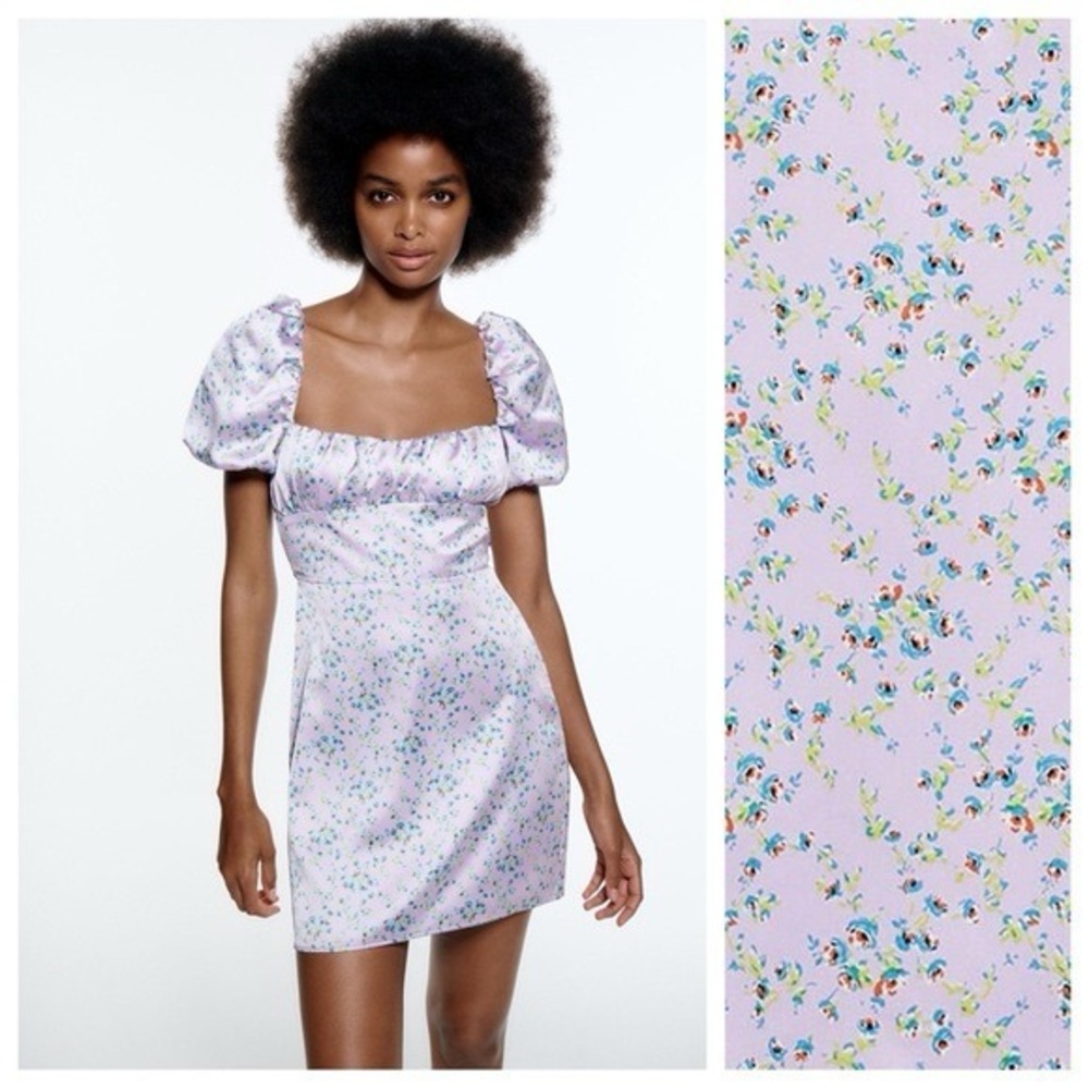 Zara Lilac Floral Mini Dress